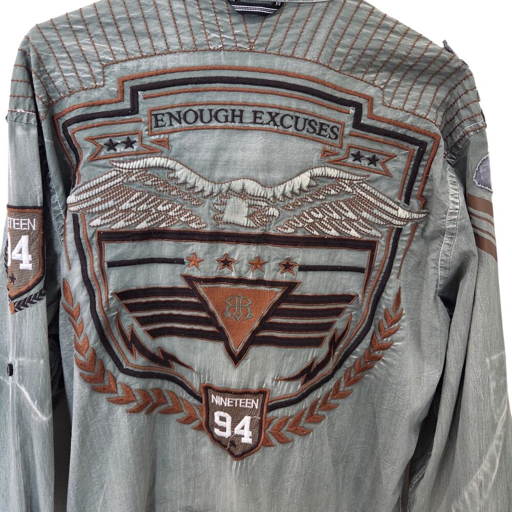 Men's Roar Aviation Edition Long-sleeved button up shirt W/Embroidery, Size 2XL